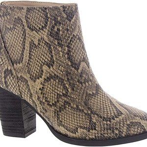 ZIGI SOHO Womens Gray Snake Skin Harlan Almond Toe Block Heel Zip-Up 7M